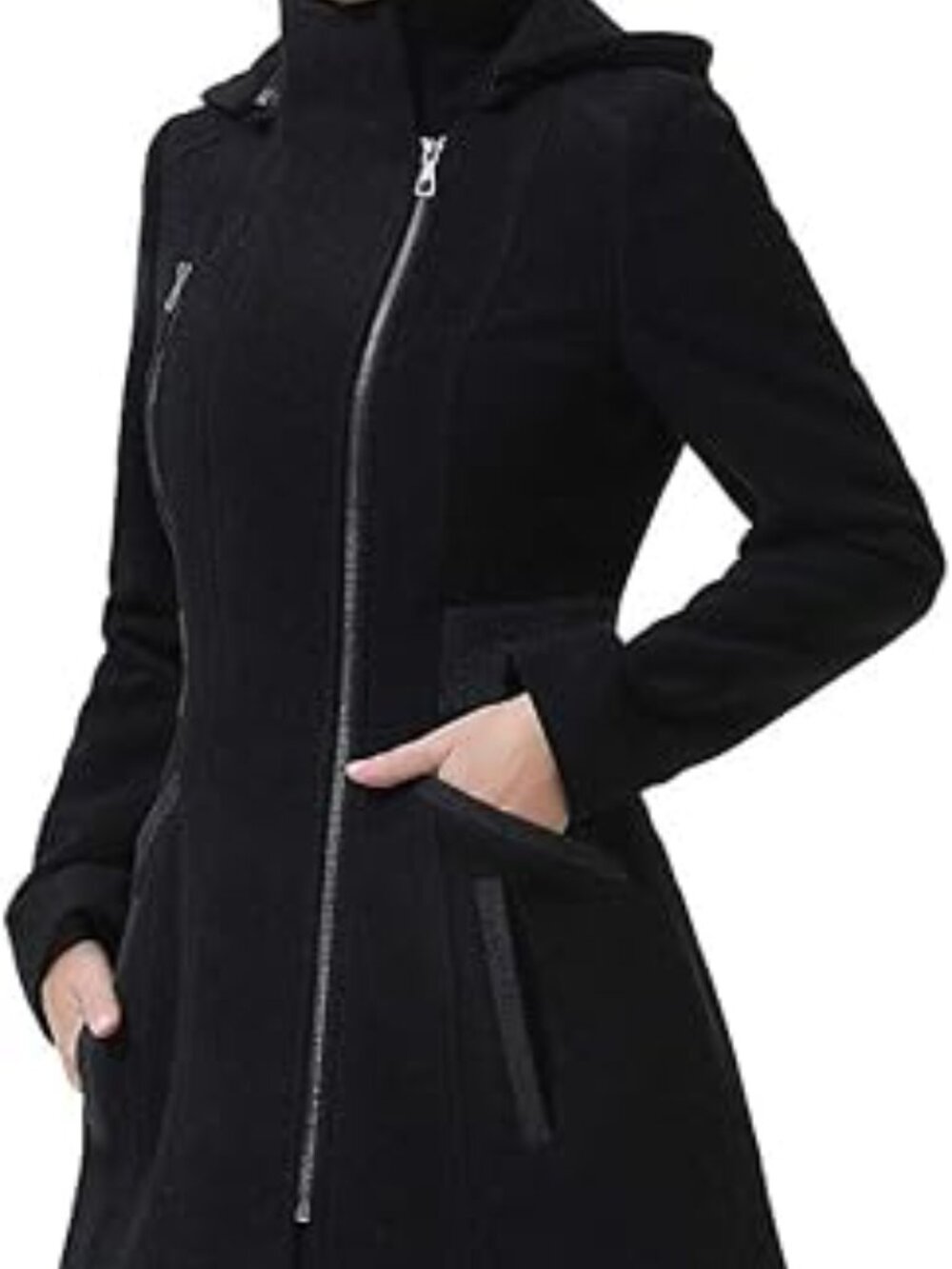 BCBGeneration Asymmetrical Zipper Black Coat Size M